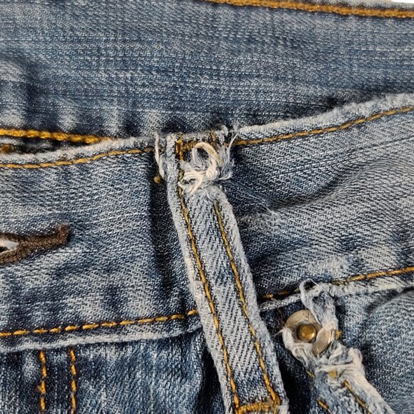 Levi's 505 Jeans Mens 33x32 (34x31) Regular Straight Leg Light Wash Distressed * - Picture 11 of 16